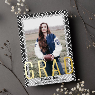 Modern Graduation Photo Foil Invitation