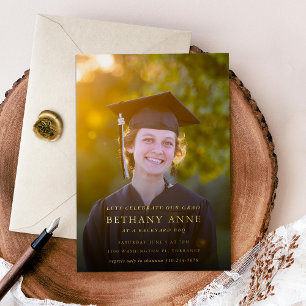 Modern Graduation Photo Gold Foil Invitation