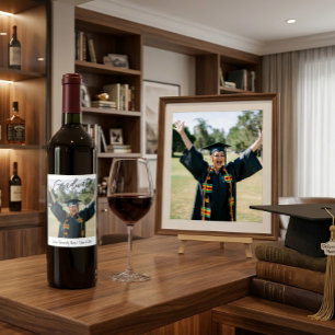 Modern Graduation Photo Graduate Custom Wine  Label