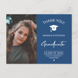 Modern graduation photo graduate thank you postcar postcard