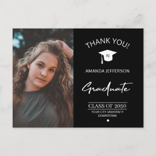 Modern graduation photo graduate thank you postcard