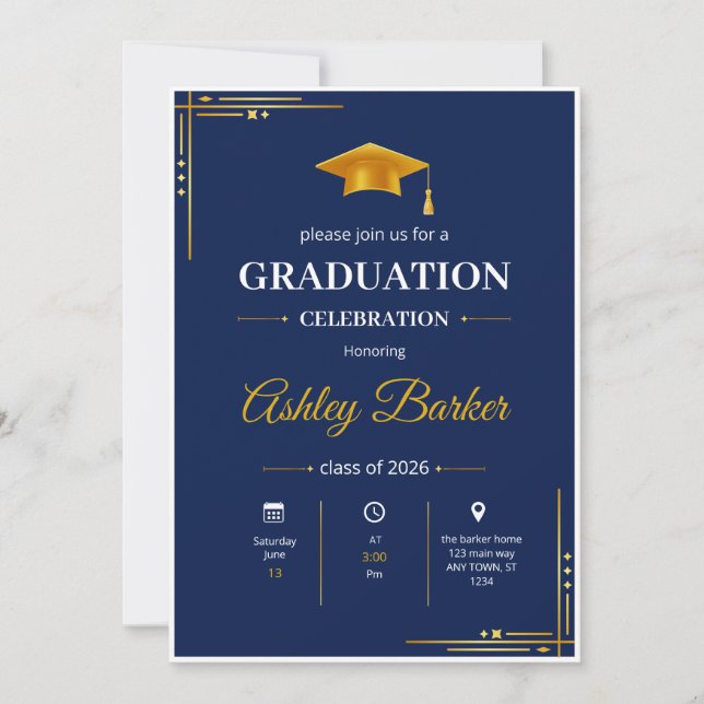 Modern Graduation Photo Invitation  (Front)