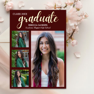 "Modern Graduation Photo Invitation – 4 Photo 