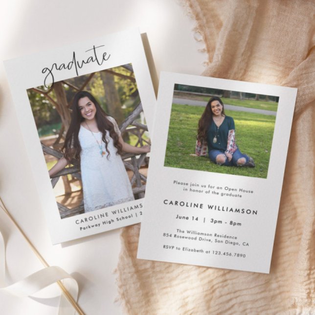 Modern Graduation Photo Open House Invitation (Creator Uploaded)