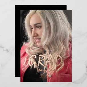 Modern Graduation Photo Pressed Foil Invitation