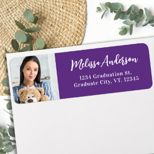 Modern Graduation Photo Purple Return Address