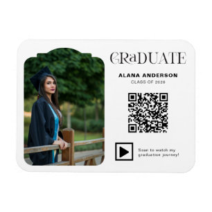 Modern Graduation Photo QR Code Minimal Arch Video Magnet