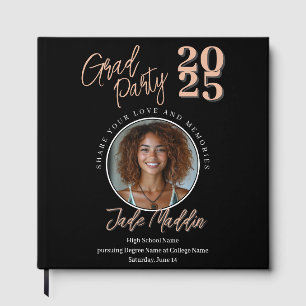 Modern Graduation Photo Rose Gold Guestbook