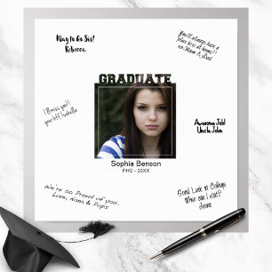 Modern Graduation Photo Signature Message Mat Poster