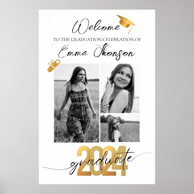 Modern Graduation Photo Welcome Sign (Front)