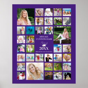Modern Graduation Purple 35 Photo Collage Poster