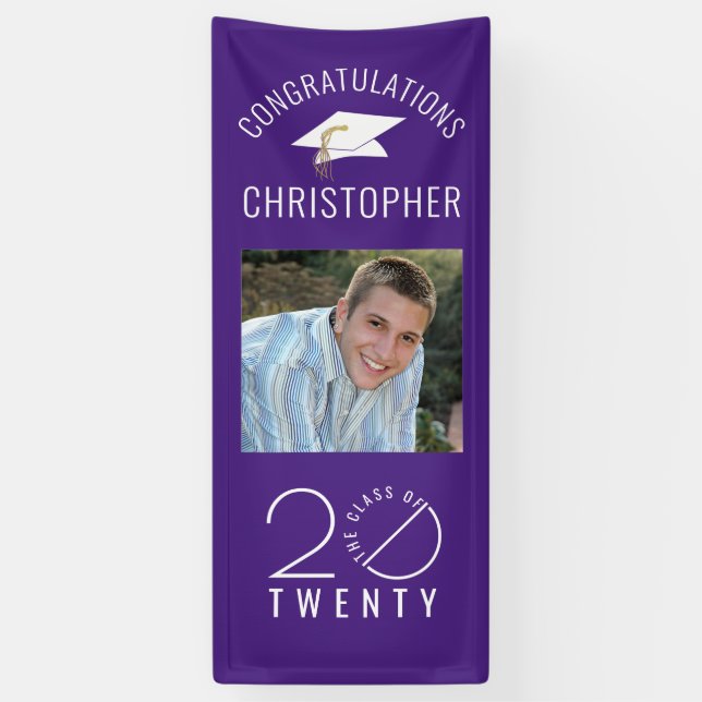 Modern Graduation Purple Stylist Class Year Banner (Vertical)