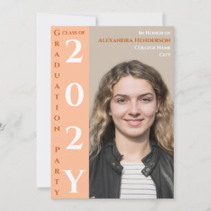 Modern Graduation QR Code Taupe Peach Invitation