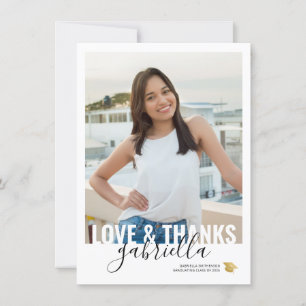 Modern Graduation Script Photo Thank You Card