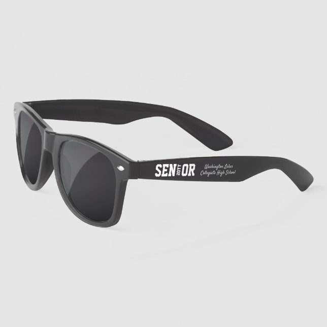 Modern Graduation Senior Block Letter Personalized Sunglasses (Left)
