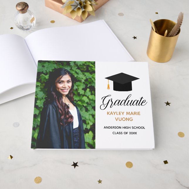 Modern Graduation Senior Graduate Photo Guest Book (Front Open)