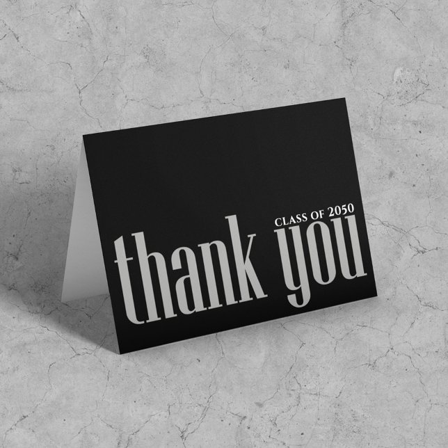 Modern Graduation Simple Typography Custom Card (Simple black and grey photo thank you card. )