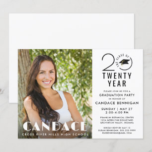 Modern Graduation Stylish Class Year Photo Invitation