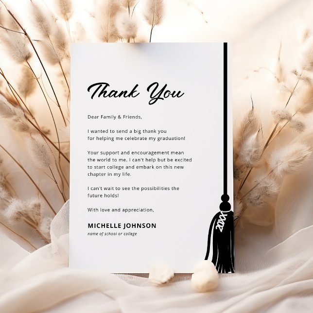 Modern Graduation Tassel Thank You Card (Creator Uploaded)