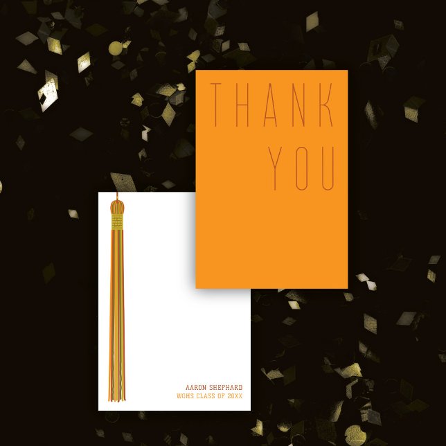 Modern Graduation Terracotta & Orange Typography Thank You Card (Creator Uploaded)