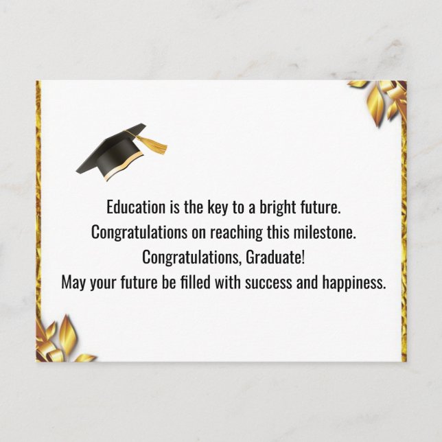 Modern Graduation Thank You Card Elegant Class of  (Front)