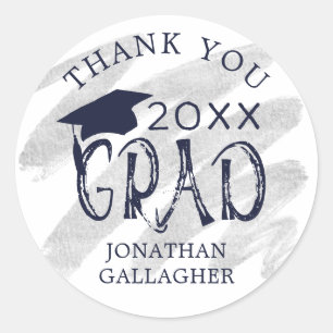 Modern Graduation Thank You Custom Colours Classic Classic Round Sticker