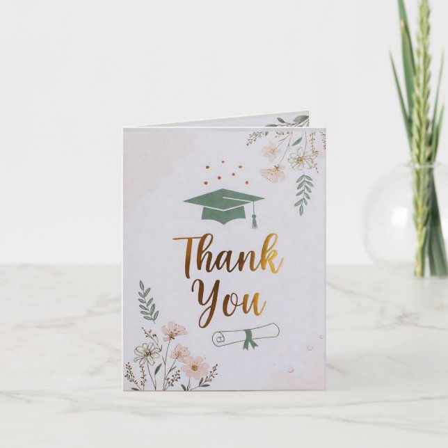 Modern Graduation Thank You Customisable Card (Front)