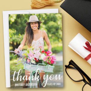Modern Graduation Thank You Grad Photo Card