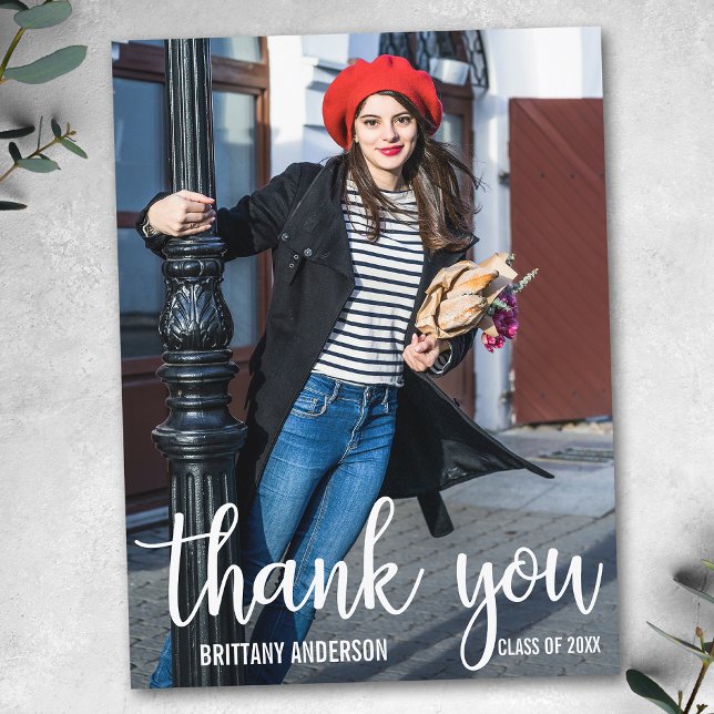 Modern Graduation Thank You Graduate Photo Postcard (Customize to change your personalized text size or text style.)