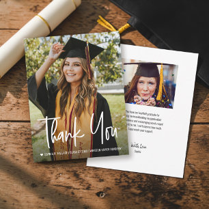 Modern Graduation Thank you Heart custom Photos Card