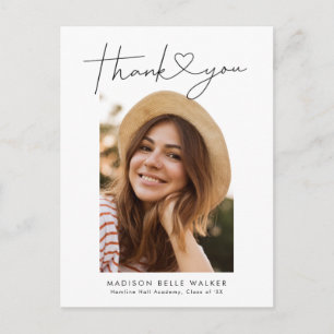 Modern Graduation Thank You Heart Photo Postcard