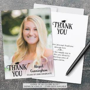 Modern Graduation Thank You Photo Custom Colour Card