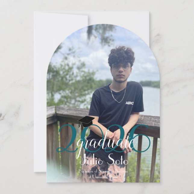  Modern Graduation Typography 2026 Script Photo  Invitation (Front)