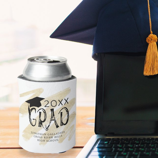 Modern Graduation Typography GRAD Custom Colours Can Cooler (Creator Uploaded)