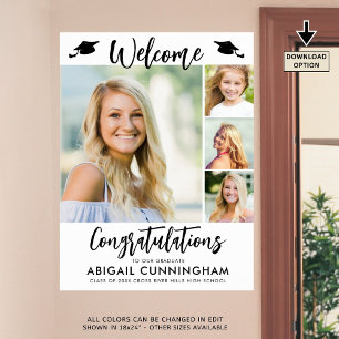 Modern Graduation Welcome 4 Photos Script Poster