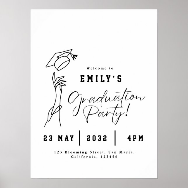 Modern Graduation Welcome Poster Minimal Line Art (Front)