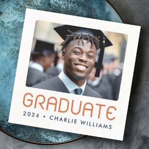 Modern graduation year photo graduate napkin