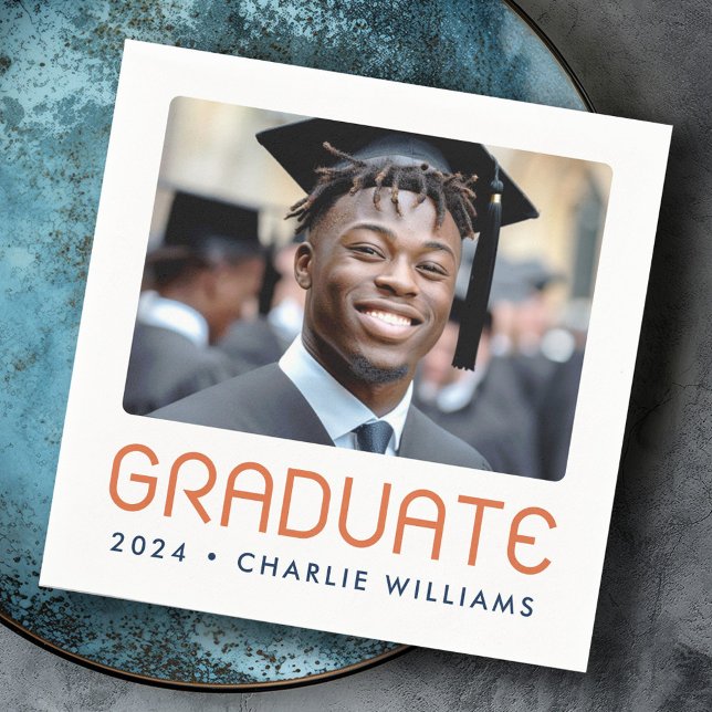 Modern graduation year photo graduate napkin (Modern graduation year photo graduate napkins)