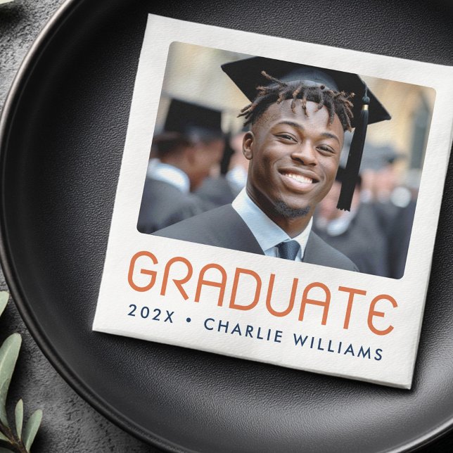 Modern graduation year photo graduate napkin (Modern graduation year photo graduate napkins)