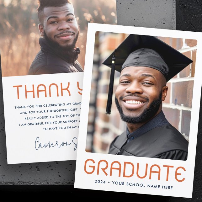 Modern graduation year photo graduate thank you card (Modern graduation year photo graduate thank you card)