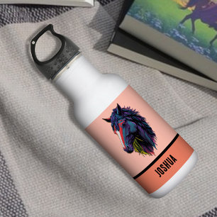 Modern Graffiti Art Equestrian Lover Horse on Tan 532 Ml Water Bottle