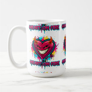 Modern Graffiti Devil Heart on Fire Edgy Valentine Coffee Mug