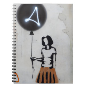Modern Graffiti Girl with Neon Balloon Art Notebook