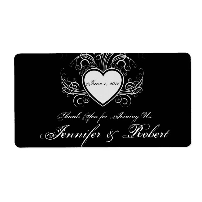 Modern Graffiti Heart Wedding Water Bottle Label (Front)