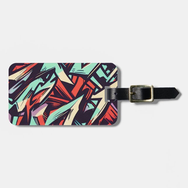 Modern Graffiti Luggage Tag (Front Horizontal)
