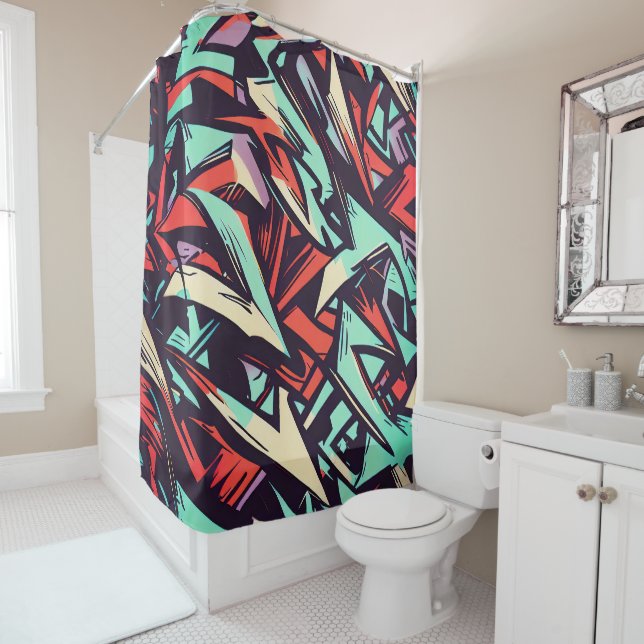 Modern Graffiti Shower Curtain (In Situ)