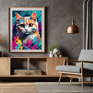 Modern Graffiti Style Cat Poster