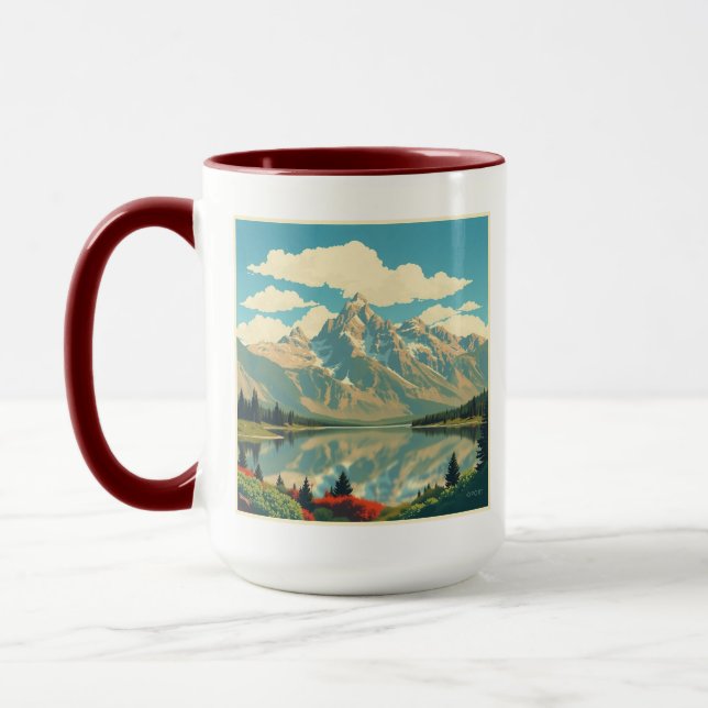 Modern Grand Teton Alpine Zen Personalized Mug (Left)