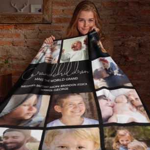 Modern   Grandchildren   Photo Collage Fleece Blan