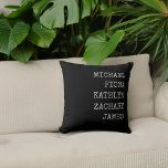 Modern Grandkids Names Black Cushion<br><div class="desc">Modern pillow with grandkids names.</div>